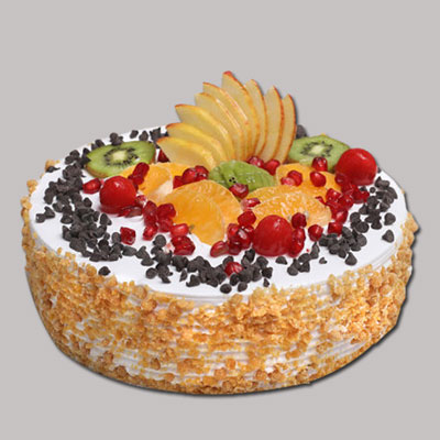 "Round shape Fresh fruit cake - 2 kgs - Click here to View more details about this Product
